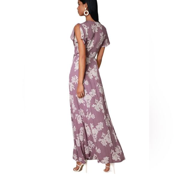 NWT Lulu’s Heart of Marigold Dusty Lavender Floral Print Wrap Maxi Dress Sz M - Picture 3 of 9